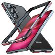 Etui LUPHIE do Samsung Galaxy S25 Ultra, Armor Bumper, czarne / czerwone