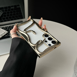 Etui do Samsung Galaxy S25 Ultra z motywem węża i elektroplatowanym wykończeniem – złote