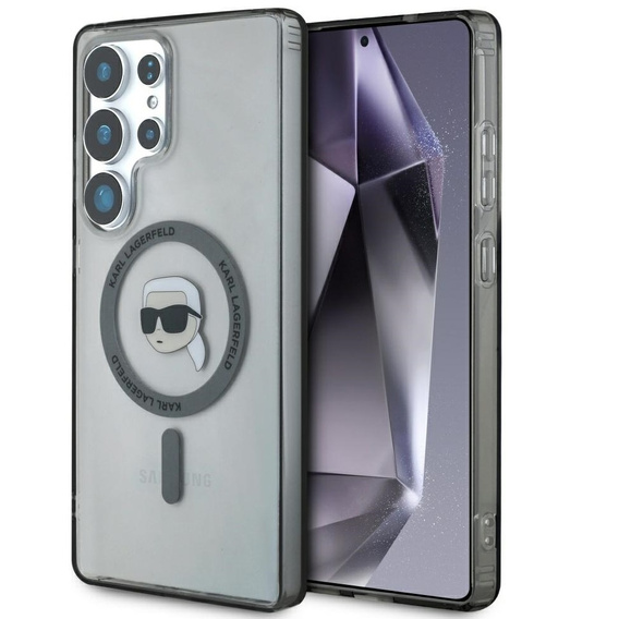 Etui Karl Lagerfeld do Samsung Galaxy S25 Ultra, IML Ikonik MagSafe, czarne\przezroczyste 