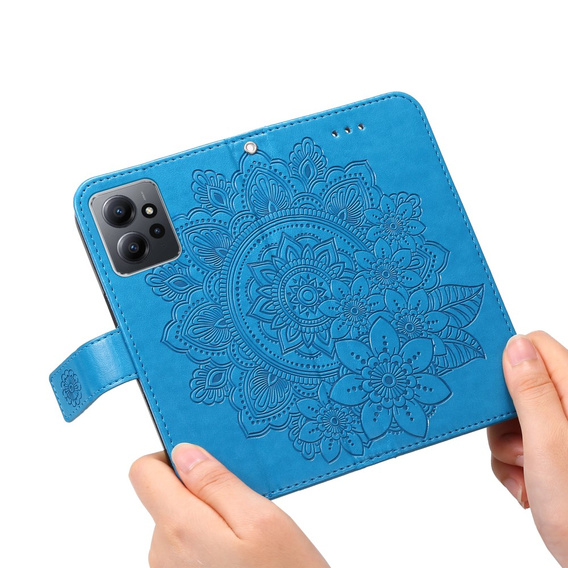 Etui z klapką do Xiaomi Redmi Note 12 4G, Mandala, niebieskie