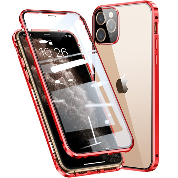 Etui do iPhone 11 Pro Max, Magnetic Dual Glass, czerwone