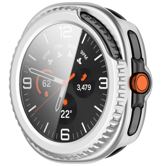 2w1 Etui + Szkło Hartowane do Samsung Galaxy Watch 8 Classic 46mm, Srebrne