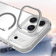 Etui do iPhone 17 Pro Max, do MagSafe, z podstawką, przezroczyste z szarymi akcentami