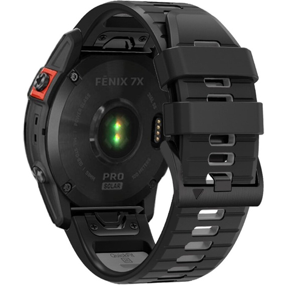 Pasek Silikonowy do Garmin Fenix 5X/6X/7X, Czarny / Szary