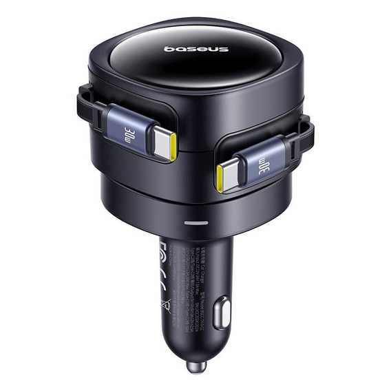 Baseus Enjoyment Max – ładowarka samochodowa 60W z dwoma kablami USB-C, kosmiczna czerń
