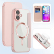 Etui z klapką do iPhone 17, RFID Wallet MagSafe z ochroną aparatu, różowe