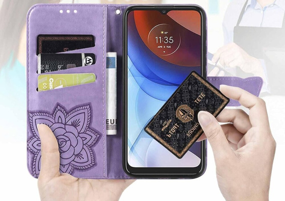 Etui z klapką do Motorola Moto G85, Butterfly, fioletowe