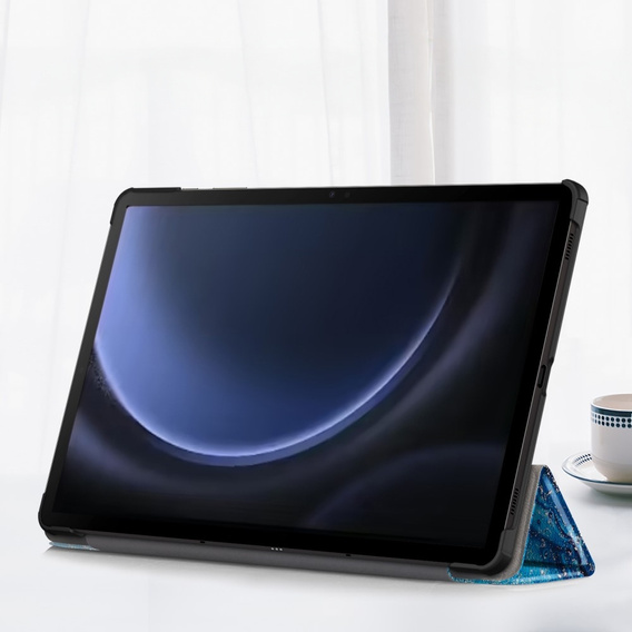 Etui do Samsung Galaxy Tab S9 FE+ Plus z miejscem na rysik, Niebieski marmur