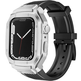 Pasek Silikonowy z Etui do Apple Watch 4/5/6/7/8/9/SE 44/45MM, Srebrny