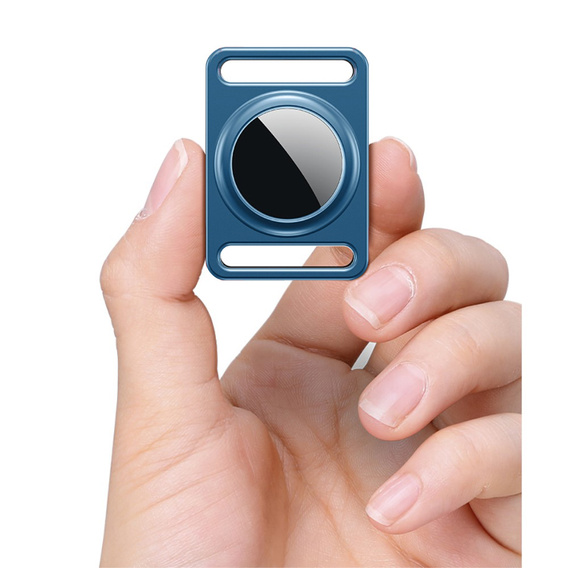 Etui do Apple AirTag, aluminiowe, z karabińczykiem, niebieskie