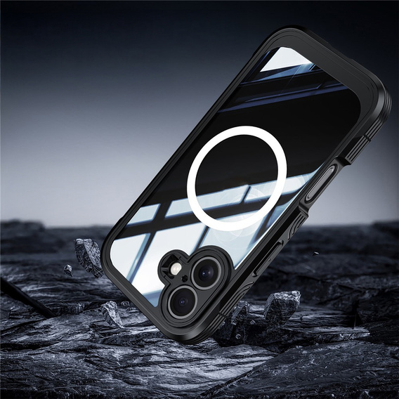 Etui do iPhone 17, Shockproof, ze szkłem, do MagSafe, czarne
