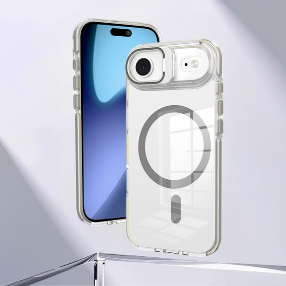Etui do iPhone Air, do MagSafe, z podstawką, przezroczyste z szarymi akcentami