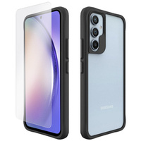 Zestaw Etui do Samsung Galaxy A54 5G, pancerne hybrid case, przezroczyste / matowe czarne + szkło