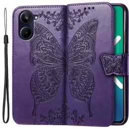 Etui z klapką do Realme 10 4G, Butterfly, fioletowe