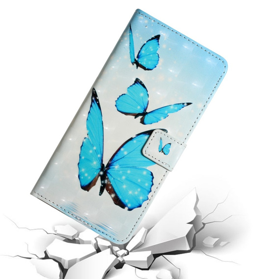 Etui z klapką do Samsung Galaxy A05s, Wallet, Butterflies niebieskie