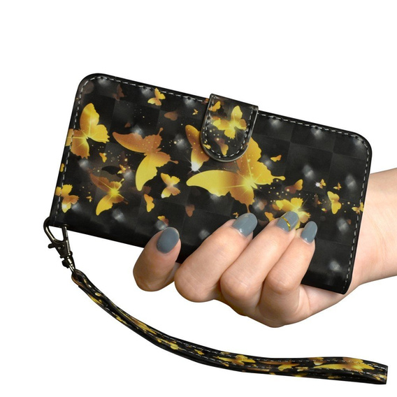 Etui Wallet do Xiaomi Redmi 9A, Light Spots Decor, Gold Butterflies