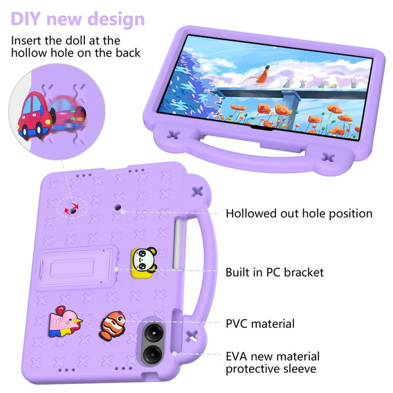 Etui do Xiaomi Redmi Pad 2 Pro, Cute Patterns, z podstawką, fioletowe