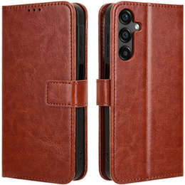 Etui z klapką do Samsung Galaxy M55 5G, Crazy Horse Wallet, brązowe