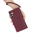 Etui z klapką do Samsung Galaxy A56 5G, Rhombus Crossbody Leather, bordowe