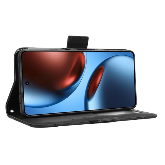 Etui z klapką do Realme GT 7 / 7T, Card Slot, czarne