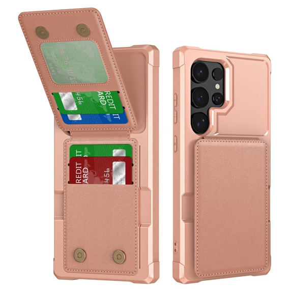 Etui do Samsung Galaxy S25 Ultra, Card Holder Kickstand, różowe