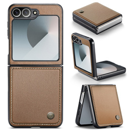 Etui do Samsung Galaxy Z Flip7 FE / Z Flip6, CASEME Litchi Leather, brązowe