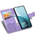 Etui z klapką do Oppo Reno 14, z wytłoczonym wzorem motyla, fioletowe
