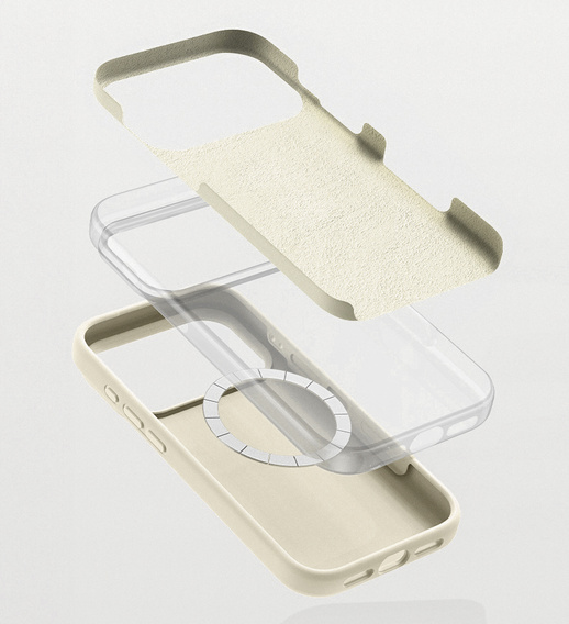 Etui silikonowe do iPhone 17 Pro Max - kompatybilne z MagSafe, antywstrząsowe, beżowe