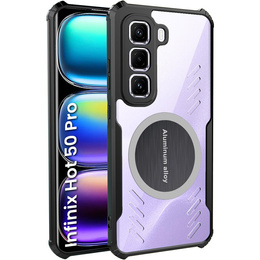 Etui do Infinix Hot 50 Pro 4G, z blaszką magnetyczne, przezroczyste / czarne