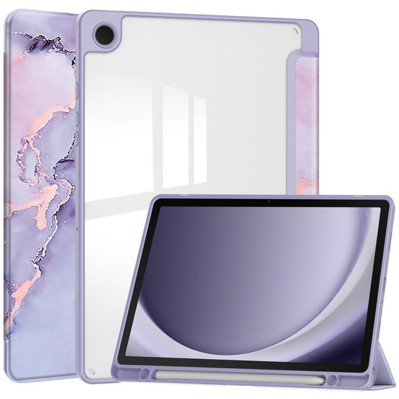 Stylowe etui do Samsung Galaxy Tab A9+ – Smartcase Hybrid Marble fioletowe