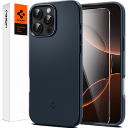 Etui Spigen do iPhone 16 Pro, Thin Fit Mag, granatowe + Szkło