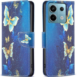 Etui z klapką do Xiaomi Redmi Note 13 Pro 5G, Wallet, Butterflies niebieskie