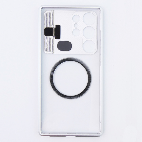 Etui Magnetyczne do Samsung Galaxy S23 Ultra 5G, Aroma Hybrid, srebrne