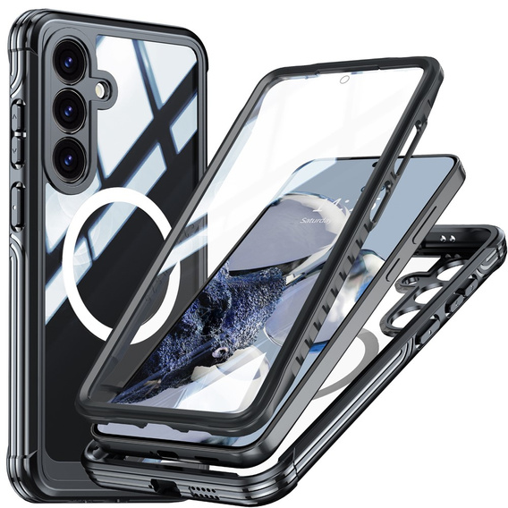 Etui do Samsung Galaxy S25 FE, Shockproof, ze szkłem, do MagSafe, czarne