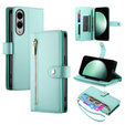 Etui z klapką do Samsung Galaxy S25 Edge, Wallet Zipper Pocket, miętowe