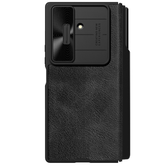 Etui z klapką NILLKIN do Samsung Galaxy Z Fold7, CamShield Qin Pro, skórzane z rysikiem, czarne