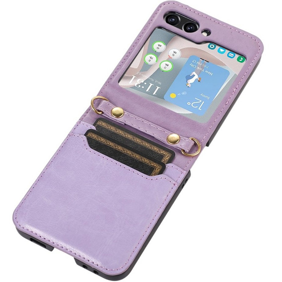 Etui Leather Card Slots do Samsung Galaxy Z Flip 5 5G, fioletowe