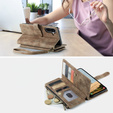 Etui CASEME do Samsung Galaxy A56 5G, Leather Wallet Cash and Card Slots, z paskiem, brązowe