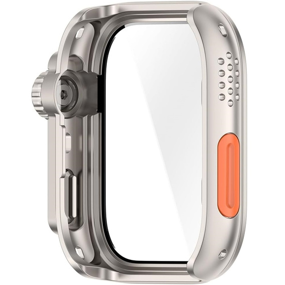 2w1 Etui + Szkło Hartowane do Huawei Watch Fit 4 Pro, Srebrne/Pomarańczowe