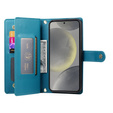 Etui z klapką do Samsung Galaxy S25, Wallet Zipper Pocket, niebieskie
