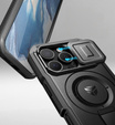 Etui pancerne do iPhone 16 Pro, Dexnor CamProtect MagSafe, czarne (Dwie ramki)