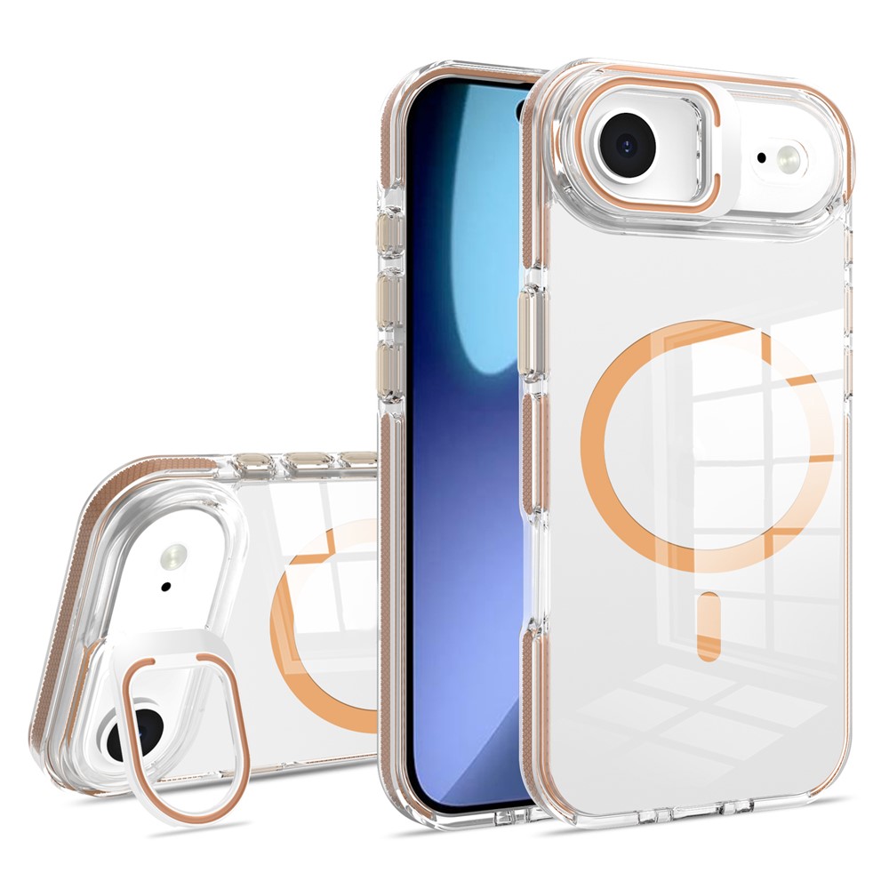 Etui do iPhone Air, do MagSafe, z podstawką, przezroczyste ze złotymi akcentami