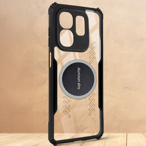 Etui do Infinix Hot 50i 4G, z blaszką magnetyczne, przezroczyste / czarne