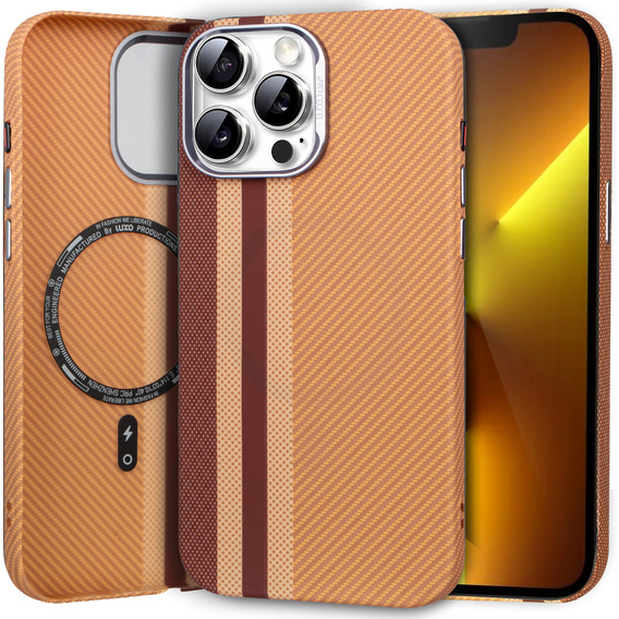 Etui do iPhone 13 Pro, Carbon Fiber MagSafe, żółte
