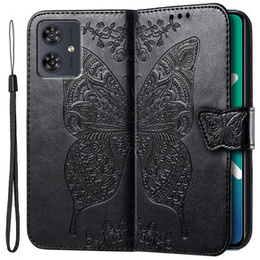 Etui z klapką do Motorola Moto G54 5G, Butterfly, czarne
