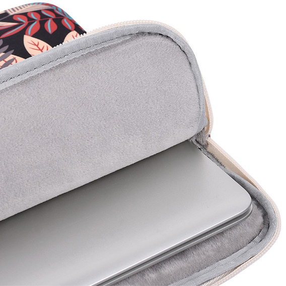 Etui na Laptopa 13" z Kolorowym Nadrukiem Liści - Czarne