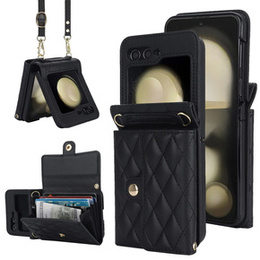 Etui skórzane Card Slots do Samsung Galaxy Z Flip7 FE / Z Flip6, czarne