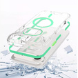 Etui do iPhone Air, do MagSafe, z podstawką, przezroczyste z zielonymi akcentami