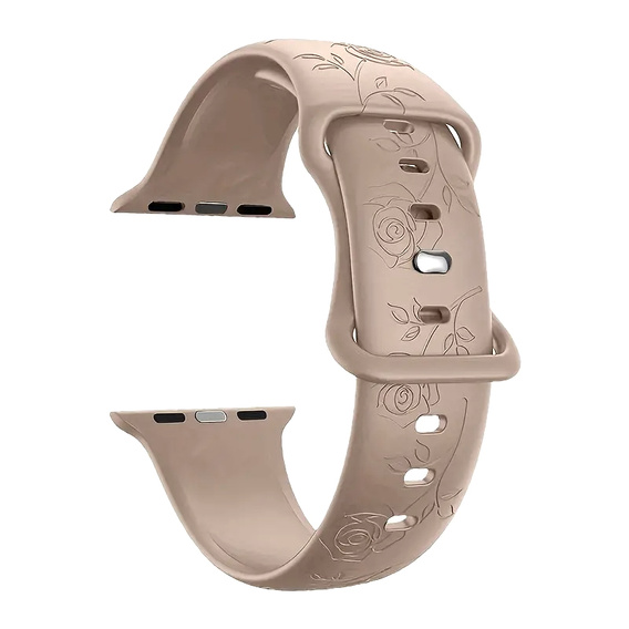 Pasek Silikonowy do Apple Watch 1/2/3/4/5/6/7/8/9/10/11/SE Ultra 1/2/3 42/44/45/46/49mm, Rose, Beżowy