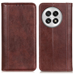 Etui z klapką do OnePlus 13, Split Leather, brązowe